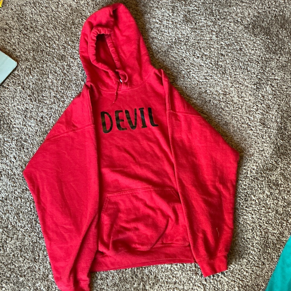 Red Hoodie with Bold Black Print